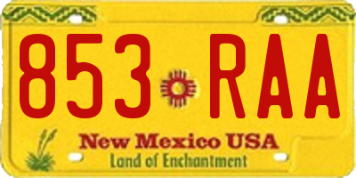 NM license plate 853RAA