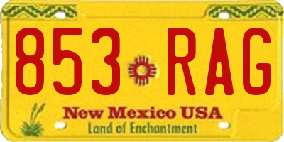 NM license plate 853RAG