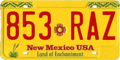NM license plate 853RAZ