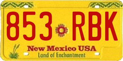 NM license plate 853RBK