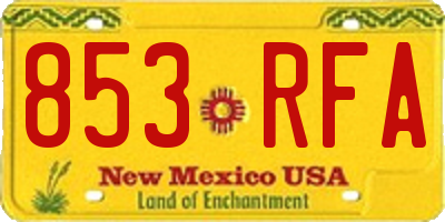 NM license plate 853RFA