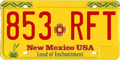 NM license plate 853RFT