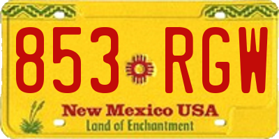 NM license plate 853RGW