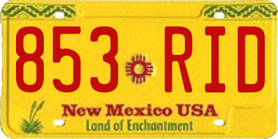 NM license plate 853RID