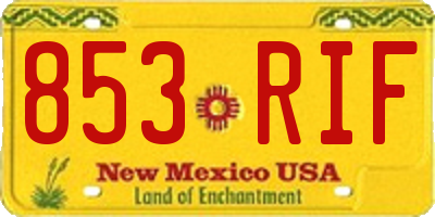 NM license plate 853RIF