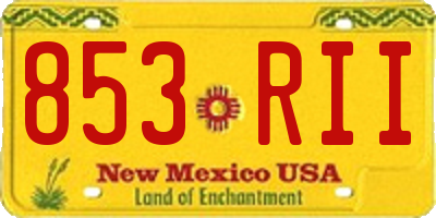 NM license plate 853RII