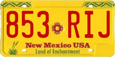 NM license plate 853RIJ