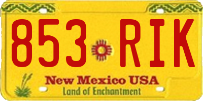 NM license plate 853RIK