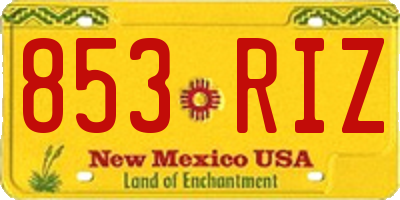 NM license plate 853RIZ