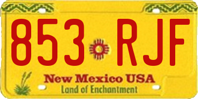 NM license plate 853RJF