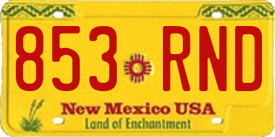 NM license plate 853RND