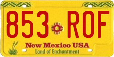 NM license plate 853ROF