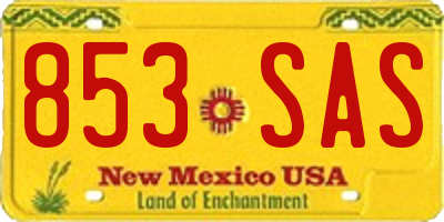 NM license plate 853SAS