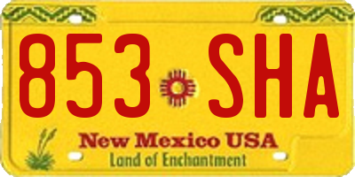 NM license plate 853SHA