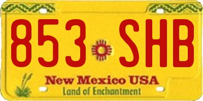 NM license plate 853SHB
