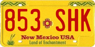 NM license plate 853SHK