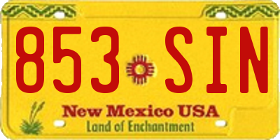 NM license plate 853SIN