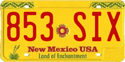 NM license plate 853SIX
