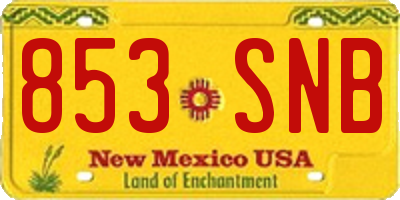 NM license plate 853SNB