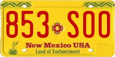 NM license plate 853SOO