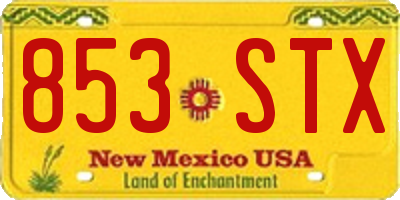 NM license plate 853STX