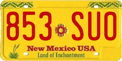 NM license plate 853SUO