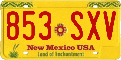 NM license plate 853SXV