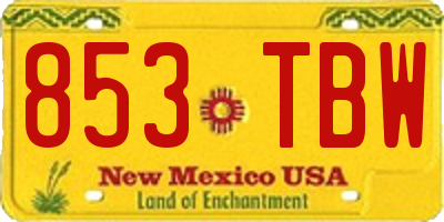 NM license plate 853TBW