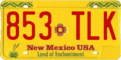 NM license plate 853TLK