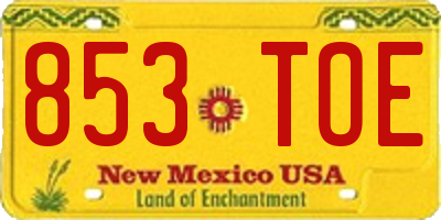 NM license plate 853TOE