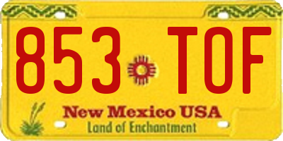 NM license plate 853TOF