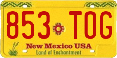 NM license plate 853TOG