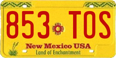 NM license plate 853TOS
