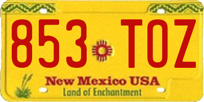 NM license plate 853TOZ
