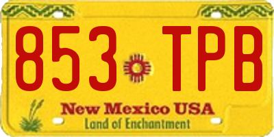 NM license plate 853TPB