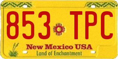 NM license plate 853TPC
