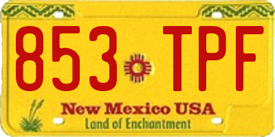 NM license plate 853TPF