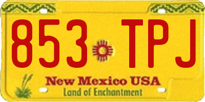 NM license plate 853TPJ