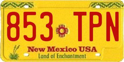 NM license plate 853TPN