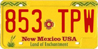 NM license plate 853TPW
