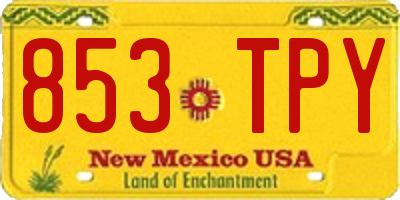 NM license plate 853TPY