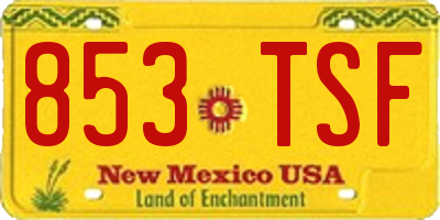 NM license plate 853TSF