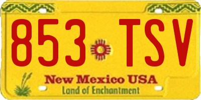 NM license plate 853TSV