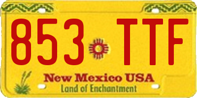 NM license plate 853TTF