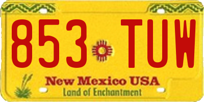 NM license plate 853TUW