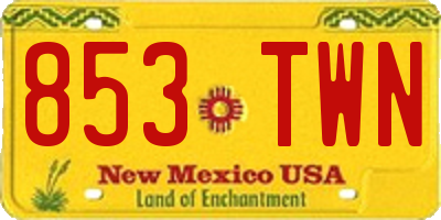 NM license plate 853TWN
