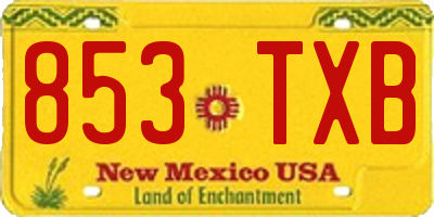 NM license plate 853TXB