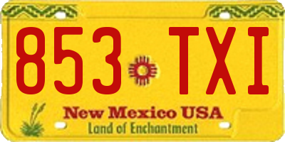 NM license plate 853TXI