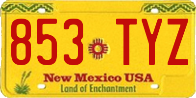 NM license plate 853TYZ