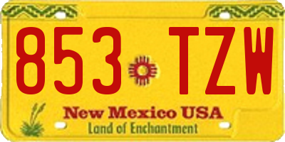 NM license plate 853TZW